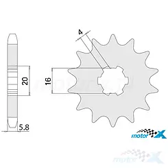 Zębatka przednia Chiaravalli 420, 13z (Kawasaki KX 60-100 / Suzuki RM 60-65 / Yamaha DT/LB 50)