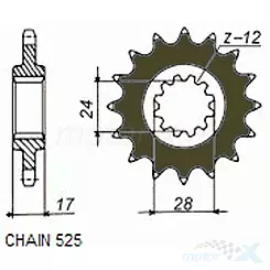 Zębatka przednia Sunstar  SUNF412  15 zębów