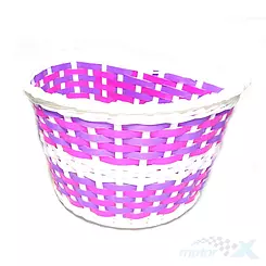 Koszyk rowerowy, dziecięcy, plastikowy, różowy z kwiatkami, koła 12''-16''
