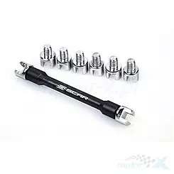 Klucz do szprych z wymiennymi końcówkami (5.4, 5.6, 5.8, 6.0, 6.2, 6.4, 6.6, 6.8mm), Scar Racing SSWK
