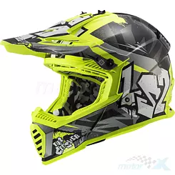 Kask offroad LS2 MX437 Fast Evo Crusher Black Hi-Vis Yellow 2020