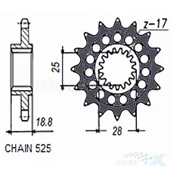 Zębatka przednia Sunstar  SUNF422  16 zębów