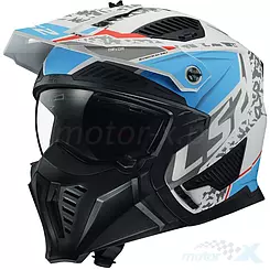 Kask otwarty z wypinaną maską LS2 OF606 Drifter Devor Matowy Biało-Niebieski
