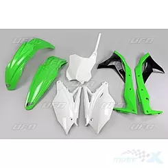 Zestaw osłon nadwozia zielono-biało-czarny UFO Plast Kawasaki KXF 250