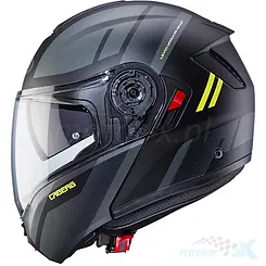 Kask motocyklowy szczękowy, czarno-szaro-żółty fluo (mat), Caberg Levo X Manta
