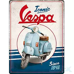 Tablica, plakat 30x40 cm, tłoczona blacha, vespa iconic sin 1946 Nostalgic Art 23354