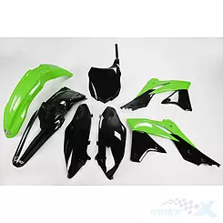 Zestaw osłon nadwozia zielono-czarny UFO Plast Kawasaki KXF 250 13-16