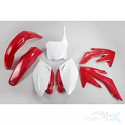 Zestaw osłon nadwozia biało-czerwony OEM 2008 UFO Plast Honda CR 250R 08-09