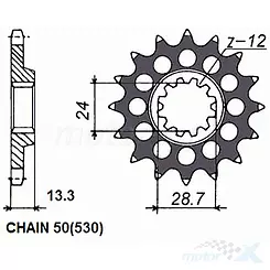 Zębatka przednia Sunstar SUNF556  17 zębów