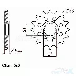 Zębatka przednia Sunstar 3B 3 17 zębów  KONWERSJA NA ŁAŃCUCH 520 GSX-R1000