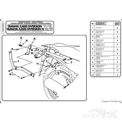 Stelaż kufra centralnego Kappa Yamaha XJ 600 DIVERSION (91-03), DIVERSION N (96-99) ( BEZ PŁYTY )