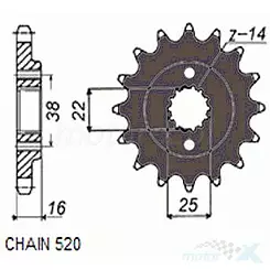 Zębatka przednia Sunstar  SUNF380  14 zębów