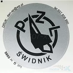 Naklejka okrągła zbiornika paliwa pzl srebrno-czarna