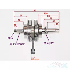 Wał korbowy ATV 250 67mm AC