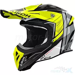 Kask motocyklowy Offroad, Enduro, ATV, Quad, Airoh Aviator Ace 2 Engine, Połysk Czarno-Szaro-Żółty Fluo