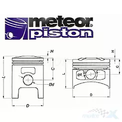 Tłok kompletny 85cc Meteor Kawasaki KX85 (od 48.44mm do 48.47mm) [różne średnice]