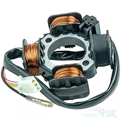 Stator iskrownik, stojan alternatora, 4 cewki, kostka 2 piny, 3 przewody, Suzuki AG 50