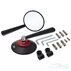 Lusterka komplet M8 / M10 gwint lewy + prawy / gwint prawy + prawy tuning czerwono czarne okrągłe