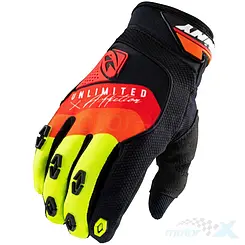 Rękawice motocyklowe offroad, czarno-czerwono-żółte fluo, Kenny Racing Safety