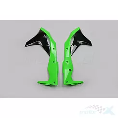 Osłony chłodnicy czarno-zielone UFO Plast  Kawasaki KXF 250 