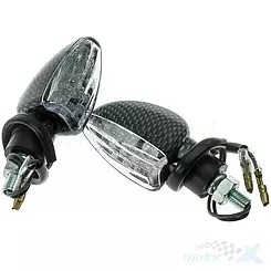 Kierunkowskazy M8 LED carbon biały klosz
