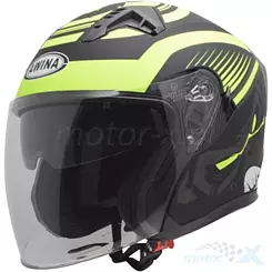 Kask otwarty z blendą i homologacja ECE 22.06, Awina JK528 Matowy Czarno-Żółty