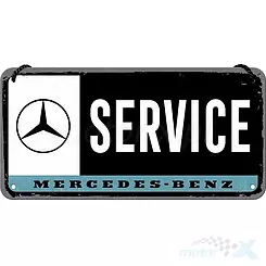 Zawieszka, tablica 10x20 cm, tłoczona blacha, Mercedes MB Service Nostalgic Art 28030