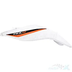 Osłona tylna górna lewa, biała 049Z, z naklejkami, QJMotor TRX 125