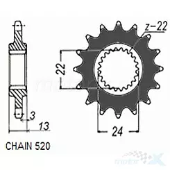 Zębatka przednia Sunstar  SUNF377  17 zębów