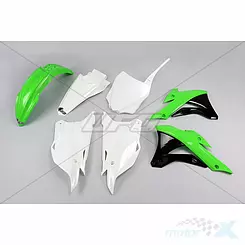 Zestaw osłon nadwozia zielono-biały UFO Plast Kawasaki KX 85 14-17