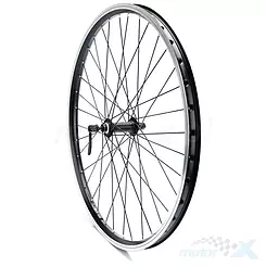 Felga przednia, koło rowerowe 26", obręcz czarna AG motors (2), piasta czarna Shimano HB-MT-40 ze szprychami