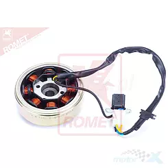 Stator iskrownik, stojan alternatora, z magnetem, 8 cewek Romet Ogar 125