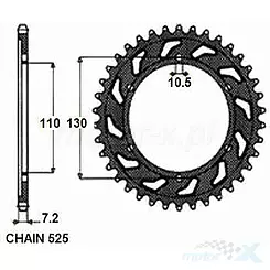 Zębatka tylna 525 48 zębów Sunstar 4474 (JTR1876)