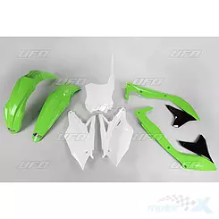 Zestaw osłon nadwozia biało-zielono-czarny UFO Plast Kawasaki KXF 450 18'