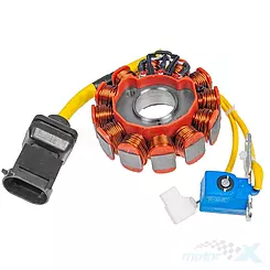 Stator iskrownik, stojan alternatora, 12 cewek, OEM Piaggio, Aprilia / Derbi / Gilera / Piaggio / Vespa 125-200 4T
