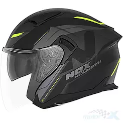 Kask otwarty Jet z blendą Nox N130 Klint Czarny Mat - Żółty Fluo