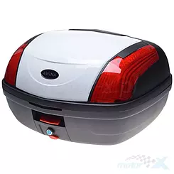 Kufer 56x43x33cm 46L biały czerwone odblaski 