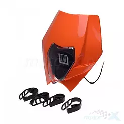 Lampa przednia LED z osłoną, uniwersalna, pomarańczowa, WM Motor 74O