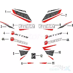 Naklejka (5) przednia boczna prawa Keeway Fact Evo 05526B59WF05