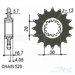 Zębatka przednia Sunstar  SUNF393 15 zębów    KONWERSJA NA ŁAŃCUCH 520 CBR929/954/1000