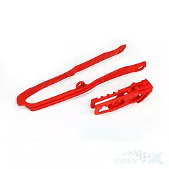 Prowadnica i ślizg łańcucha napędowego zestaw czerwony UFO Plast Honda CRF 250 / 450 R / RX