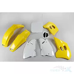 Zestaw osłon nadwozia żółto-białe UFO Plast Suzuki RM 125 / 250 93-95