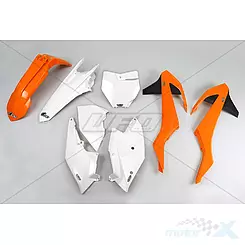 Zestaw osłon nadwozia pomarańczowo-biały UFO Plast KTM SX / SX-F 16-18