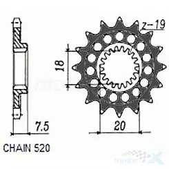 Zębatka przednia Sunstar  SUNF344  14 zębów