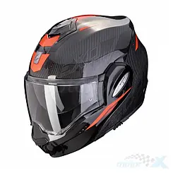 Kask motocyklowy szczękowy, czarno-czerwony, Scorpion EXO-TECH Carbon Rover
