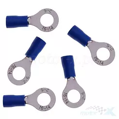 Konektory oczko 6mm, otwór 2mm niebieskie 5 sztuk