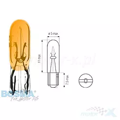 Żarówka W2x4.6d 12V 1.2W T05 Bosma pomarańczowa