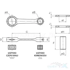 Korbowód Top Racing Yamaha YZ 125 86-96