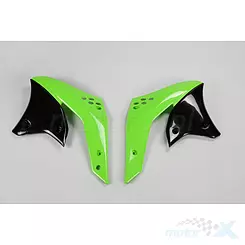 Osłony chłodnicy zielono-czarne UFO Plast Kawasaki KXF 250 06-08
