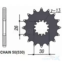Zębatka przednia Sunstar SUNF524  18 zębów